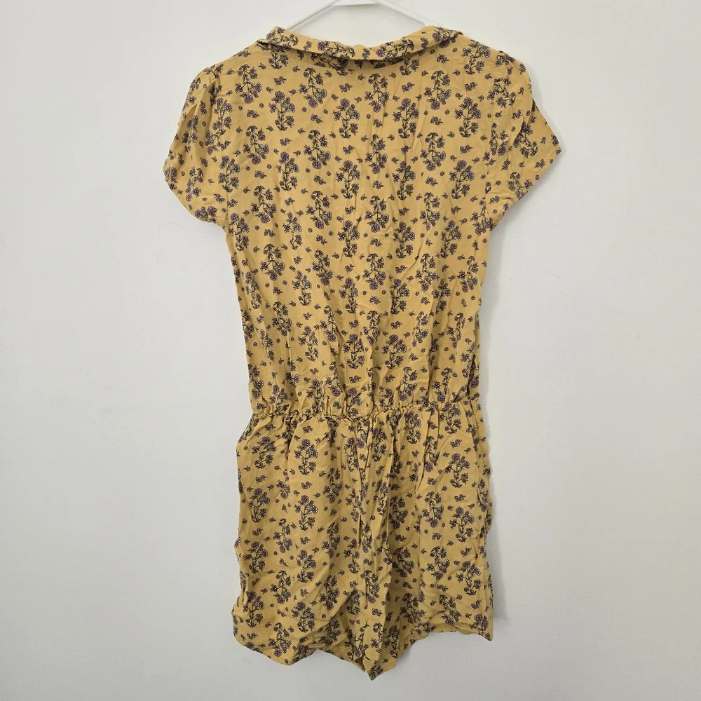 Aeropostale Yellow Floral Button Romper
